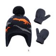 thumbnail image 3 of Minnieouse Gorro Conjunto de guantes Diseño de orejeras Gorros de punto para niños con patrones de dinosaurios Dibujos animados Accesorios de invierno Sombreros naranja S 1-2 ans Minnieouse AP009413-19B, 3 of 6
