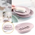 thumbnail image 2 of 1-Pack Oval Soap Dish with Drain Plastic Sponge Holder Easy Cleaning Soap Saver Tray Caddy Keep Dry Stop Mushy for Shower Bathroom Kitchen,Soap Dishes for Bar Soap,Soap Holder Shower,Soap Tray(Pink), 2 of 9
