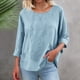 thumbnail image 3 of Blusas de Manga Larga de las Mujeres Verano Cuello Redondo Color Sólido Lino-Estilo Cardigan, Poliéster Suave Casual Abierto Frente Superior, 3 of 8