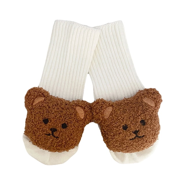 Sunloudy Baby Socks Cartoon Bear Long Knitting Spring Fall Winter Anti Slip Socks Infant Socks 3-6 Months