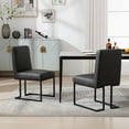 thumbnail image 6 of Faux Leather Mid Century Modern Dining Chair Set of 4, Upholstered Padded Dining Chairs Armless Accent Chair with Black Metal Frame for Dining Room/Living Room/Kitchen/Office, Dark Grey, 6 of 8