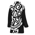 thumbnail image 2 of Black And White Maori Sea Turtle Women Bathrobe One Size Univeral Fits, Turtle Lover Present Fashion Lightweight Plush Fleece Long Robe For Women, 2 of 3