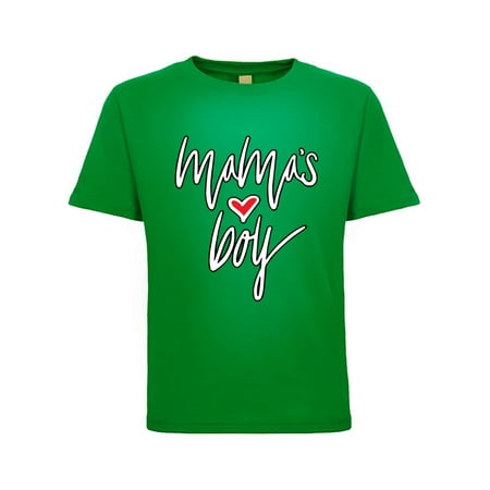 

Wild Bobby Cute Heart Mamas Boy Humor Toddler Crew Graphic Tee Kelly 2T