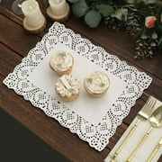 Efavormart 100 Pack Rectangle White Paper Doilies, Food Grade Lace Paper Placemats - 14L X 10W