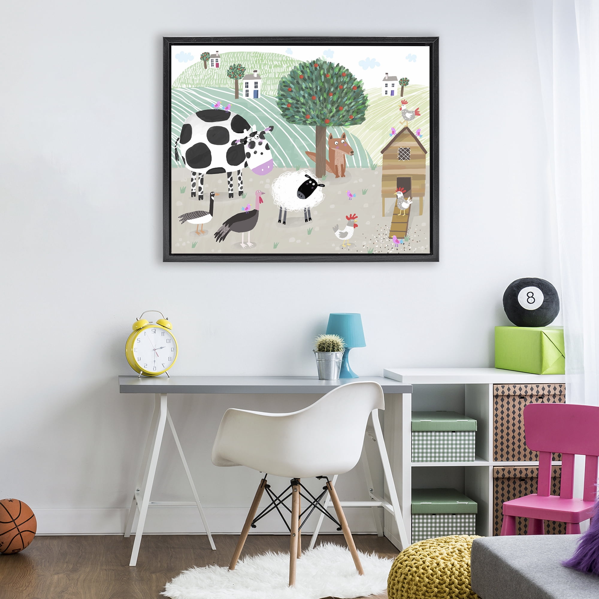 Stupell Industries Down At The Farm Black Framed Floater Canvas Wall Art, design by Carla Daly