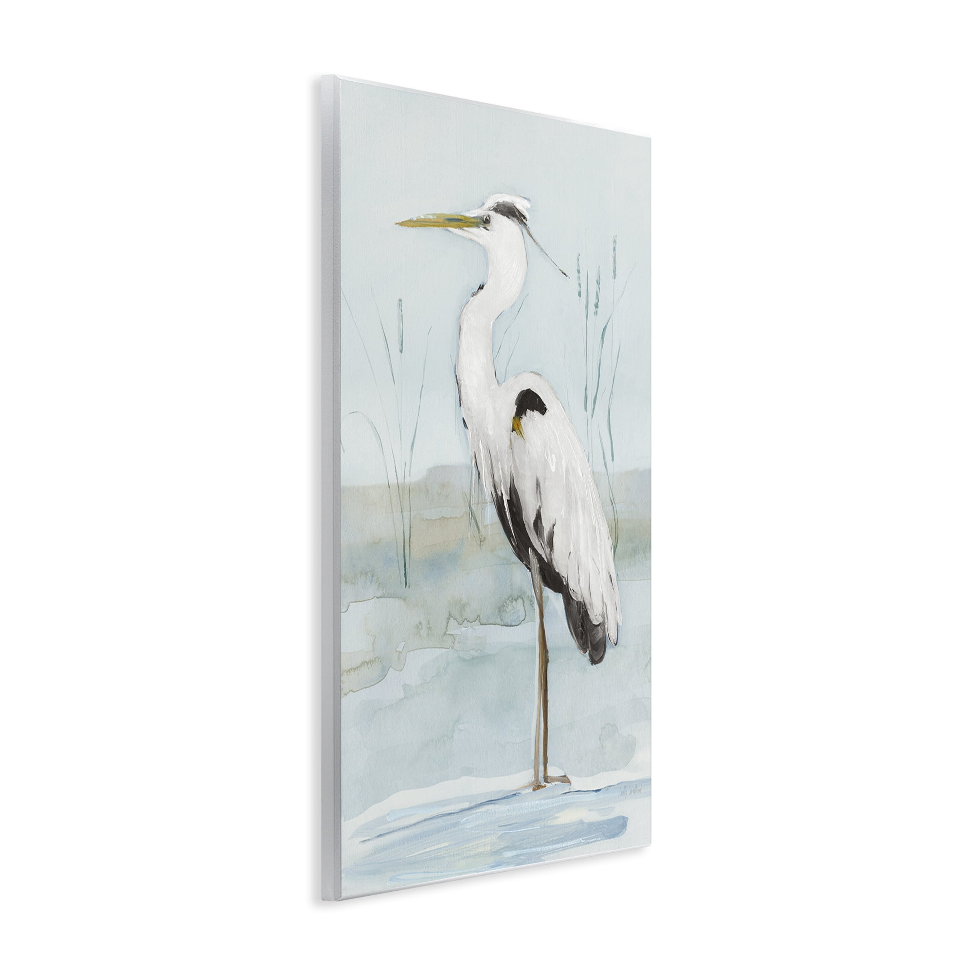 Stupell Industries Standing White Egret Animals Painting Unframed Art Print Wall Art, 10 x 15