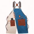 thumbnail image 1 of Delantal de jardinería delantal de mezclilla delantal de trabajo delantal tamaño unisex (correa para el hombro azul y blanco JM, 1 of 5