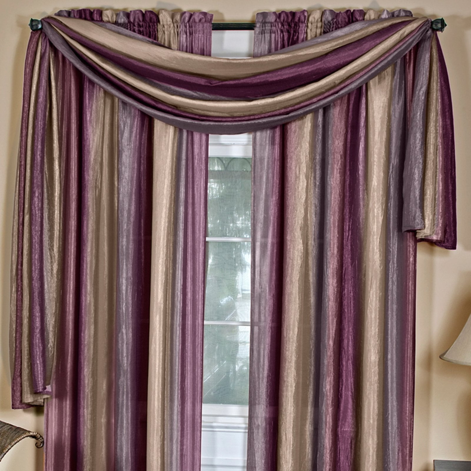 Achim Ombre Polyester Light Filtering Curtain Scarf, Aubergine, 50" x