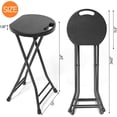 thumbnail image 3 of 24 Inch Folding Stool with Handle - 500LBS Capacity Portable Foldable Stool with Non-Slip Feet, Heavy-Duty Steel & Plastic Collapsible Stool for Indoor Outdoor Use, Black, 3 of 7