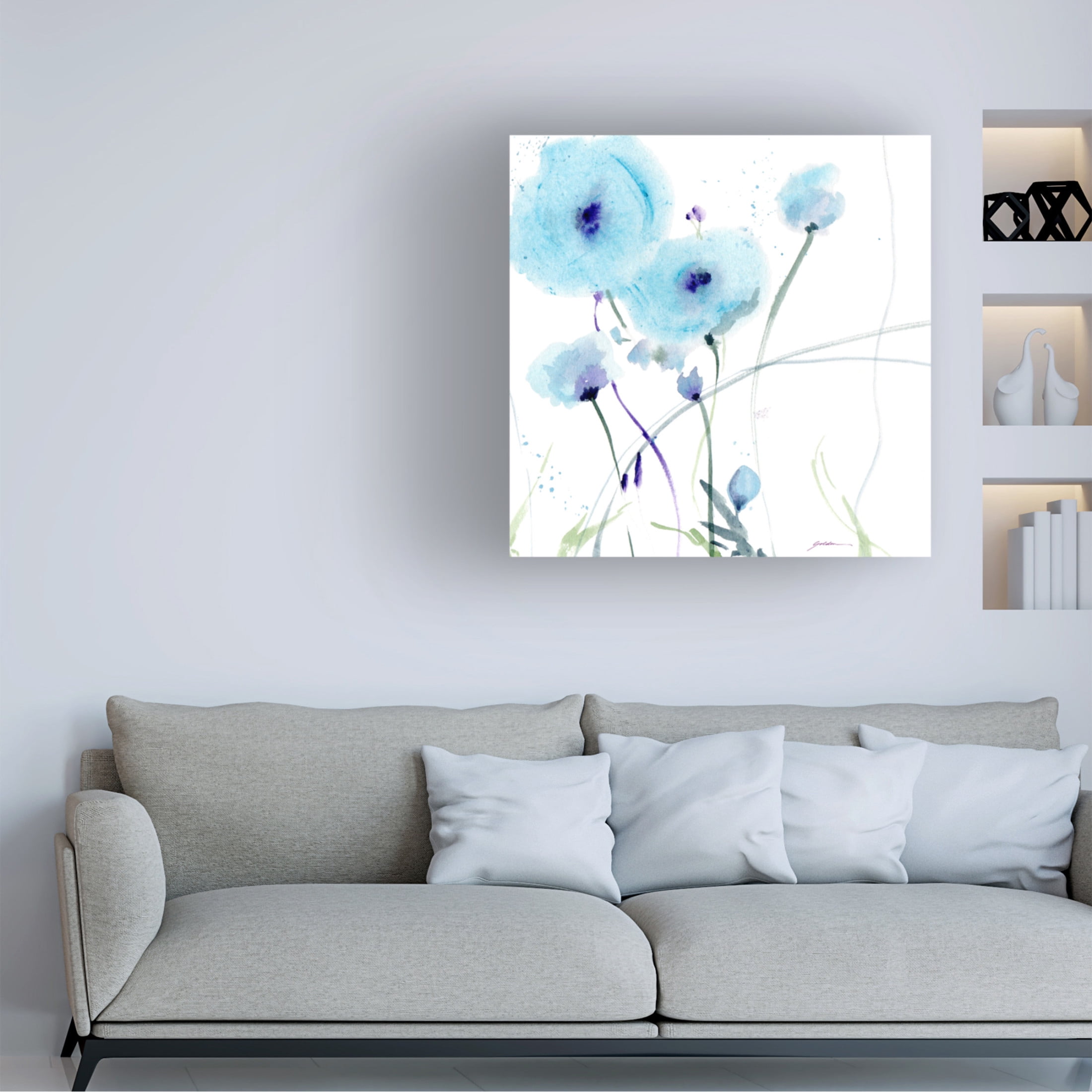Canvas Wall Art - Sheila Golden 'Blues' Wall Art for Living Room, Bedroom, or Office Décor by Trademark Fine Art - 18 x 18 Inches