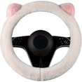 thumbnail image 2 of 1 pcs Fluffy Cute Steering Wheel Covers with Anti-Slip Rubber Inner Ring for Women, Universal Fit 14.5-15 inches for Car,SUV (1pc, White), 2 of 4