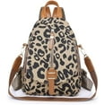 thumbnail image 1 of Leopard Print Backpack for Women Pu Leather Cheetah Print Shoulder Daypack Leopard Satchel Backpack with Handle Multipurpose (Single Zipper), 1 of 5