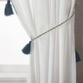 thumbnail image 3 of DriftAway Boho Velvet Handmade Tassel Curtain Room Darkening Thermal Insulated Window Curtain Rod Pocket 2 Panels 84"L x 50"W Ivory Peacock Blue, 3 of 6