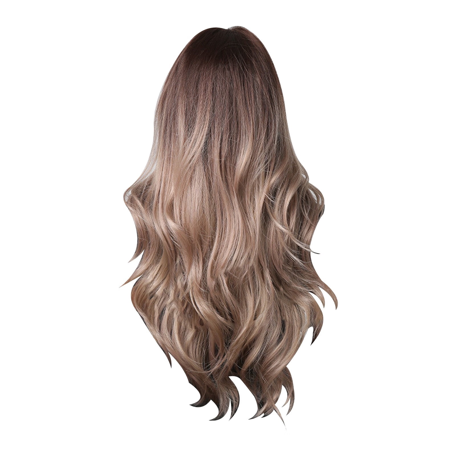 UTOURS Human Hair Wigs For Women 24in/60cm Long Wavy Gradient Brown Women'S High Temperature Silk Wig Suitable For Party Festival Cosplay