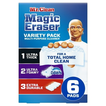 Mr. Clean Magic Eraser Variety Pack Multi Purpose Cleaner, Magic Eraser Sponge Multi Surface 6 Ct