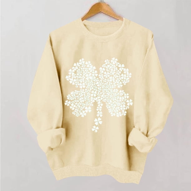 TaTaai Women Casual No Hood St Patrick's Day Printed Sweatshirt Crew Neck Long Sleeve Top Ladies Daily Commute Festival Wear Soft Warm Comfortable Stylish Pullover Top Gift
