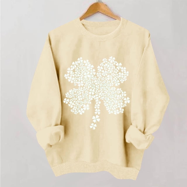 TaTaai Women Casual No Hood St Patrick's Day Printed Sweatshirt Crew Neck Long Sleeve Top Ladies Daily Commute Festival Wear Soft Warm Comfortable Stylish Pullover Top Gift