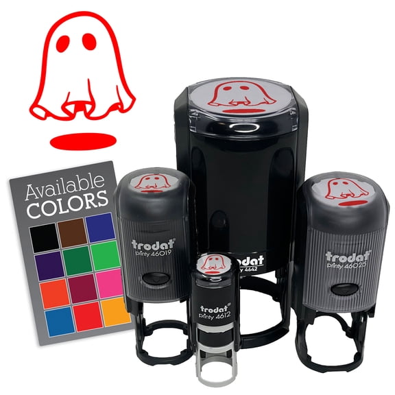 Cute Floating Sheet Ghost with Shadow Halloween Self-Inking Rubber Stamp for Stamping Ink Stamper Crafting Planners - 1/2 Inch Mini - Black Ink