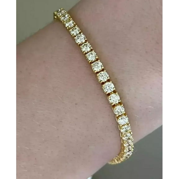 Jewelry Hub Round Cut Simulated Diamond 10 ct. t.w. Necklace, 14K Yellow Gold Plated Sterling Silver, 7.5 in