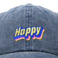 thumbnail image 2 of DALIX Colorful Happy Hat Mens Womens Embroidered Baseball Cap in Washed Navy Blue, 2 of 7