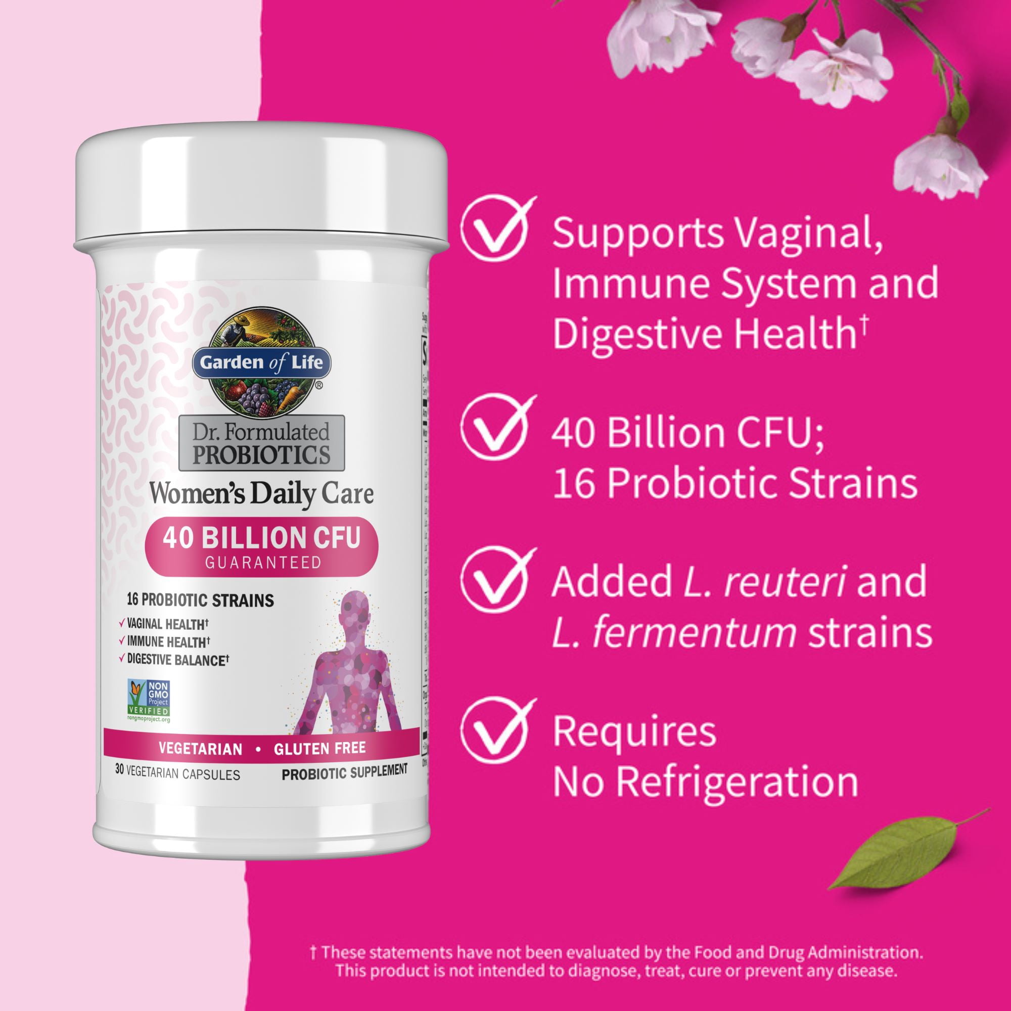 Garden of Life Dr. Formulated Women’s Health Daily Probiotics Vitamins for Digestive Gut Health and Immune Support, 30 Count​