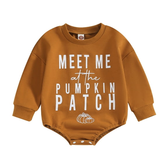 Musuos Baby Spring Fall Rompers 0-24M Halloween Letter Print Long Sleeve Round Neck Bodysuit for Infant Boys Girls Casuall Jumpsuit