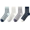 thumbnail image 4 of Xfvqtps Womens Crew Socks Ribbed Pattern Color Blocking Middle Tube Non Shedding Comfortable Breathable Elastic Soft Cozy Premium Spring Summer Cotton Socks Light Blue, 4 of 4