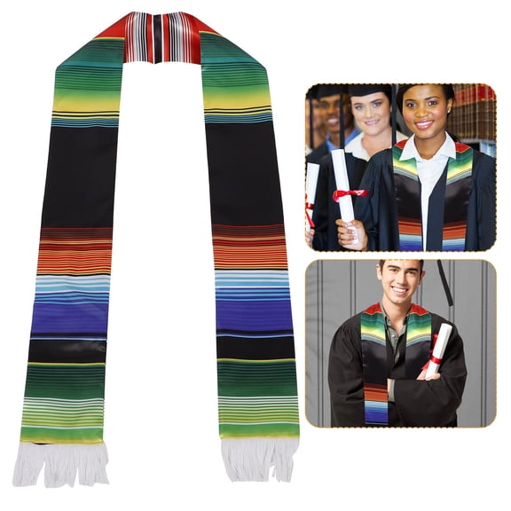 FELTECHELECTR Graduation Decoration Sash 1Pack Multi Colored Mexican Graduation Stole 182X12X0.5in