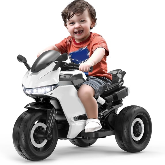 (Open Box) KALNUR 12V Motorcycle for Kids, Electric Motorcycle with 3 Wheels&Music ,Ride on Toys for Boy Girl
