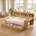 thumbnail image 3 of Homy Casa Full Size Bed Frame 91.3" W with Storage Headboard, Drawers and Side Desk for Kids Room, Natural Wood, 3 of 7