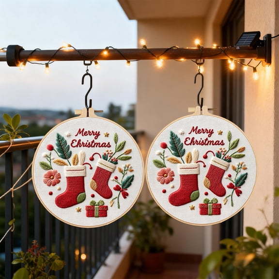 ddioayh Christmas Embroidery DIY Kit - Handmade Christmas Elements Scene Home Decoration with Step-by-step Instructions, All Materials Included