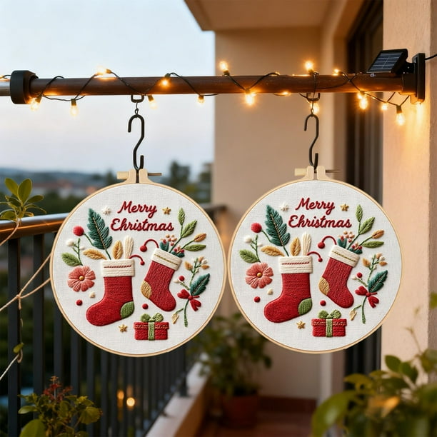 Kit de Bordado Navideño Hecho a Mano con Elementos Navideños para Decoración Del Hogar, Regalos Navideños