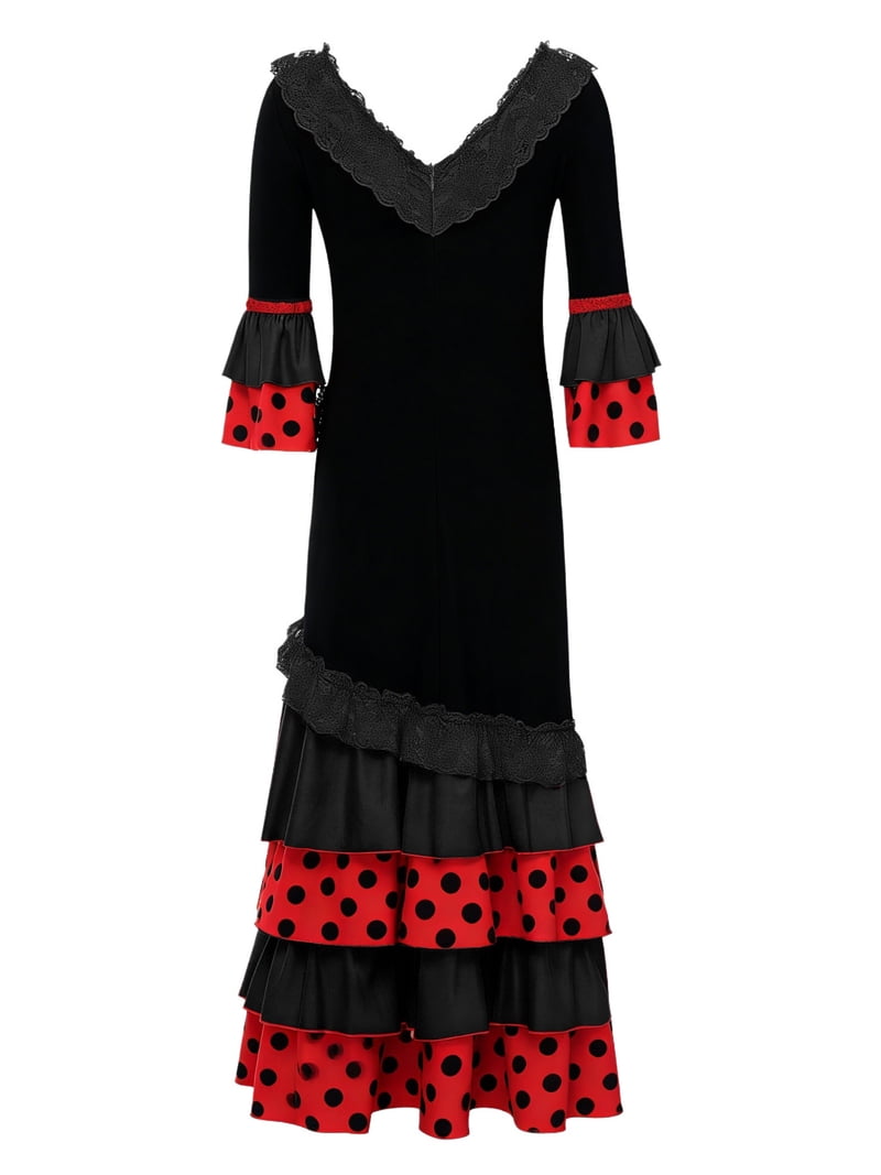 spanish party dress Spanish Red Long Flamenco Corset Dress 44