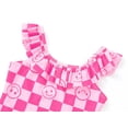 thumbnail image 3 of Serdomi Toddler Little Girls Swimsuit One-Piece Lovely Pink Checker Face Bathing Suits for Girls Size 8, 3 of 7