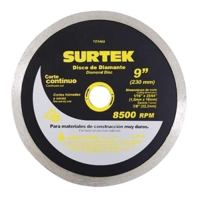 Disco De Diamante Corte Continuo 9in 123469 Surtek SURTEK 123469