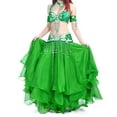 thumbnail image 2 of BellyLady Belly Dance Skirt Halloween Tribal Chiffon Tiered Maxi Full Skirt-Green, 2 of 4