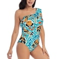 thumbnail image 3 of Sikiie Lovely Sea Otters Print Women One Piece Swimsuits Tummy Control One Shoulder Bathing Suits Ruffle Swimwear, From S to XXL-Medium, 3 of 6
