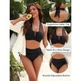 thumbnail image 4 of Set de bikini BMJL para mujer, cintura alta, adelgazante, control de barriga, 4 of 6