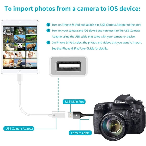 Apple Lightning to USB Camera Adapter USB 3.0 OTG Cable Adapter