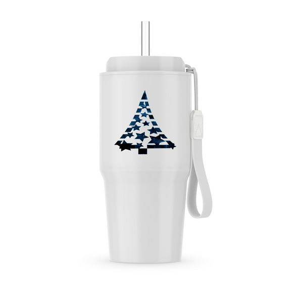 Christmas Tree Stars N Dashes Mottled Blue, 20oz Tumbler