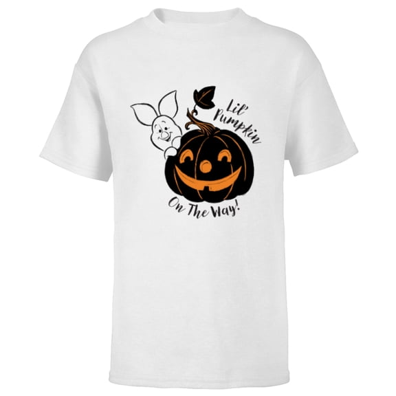 Disney Winnie the Pooh Lil’ Pumpkin on the Way Halloween - Short Sleeve T-Shirt for Kids - Customized-White