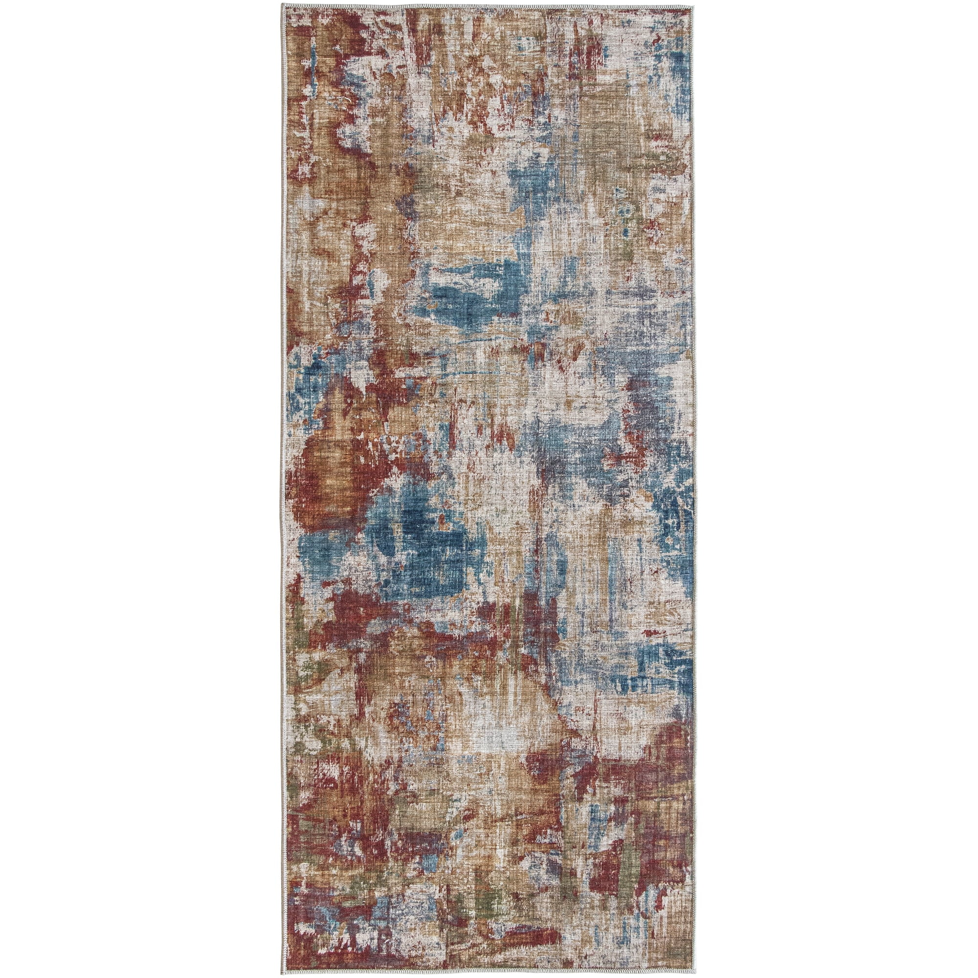 ReaLife Rugs Machine Washable Abstract Modern Red Blue Ecofriendly