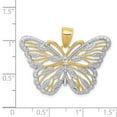 thumbnail image 2 of 14k Yellow Gold and Rhodium Sparkle-Cut Butterfly Pendant - 2.4 Grams - Measures 22x34mm Wide, 2 of 2