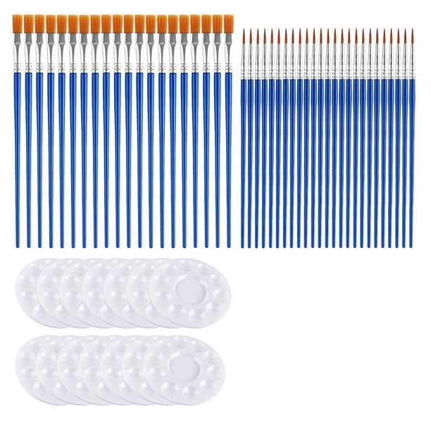 Juego de 150 Paletas de Pinceles de Pintura, Que Incluye 100 Pinceles de Pintura de Nailon y 50 Paletas de Bandeja de Pintura de Plástico Redondas