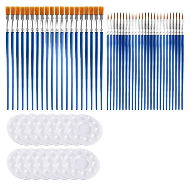 Juego de 150 Paletas de Pinceles de Pintura, Que Incluye 100 Pinceles de Pintura de Nailon y 50 Paletas de Bandeja de Pintura de Plástico Redondas