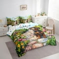 thumbnail image 3 of Manfei Kids Cartoon Dachshund Bedding Comforter Set 7pcs, Kawaii Dog Dalmatian Queen Bedding Sets, Rustic Farmhouse Floral Reversible Queen Sheet Sets, Super Cozy Room Decor, 3 of 7