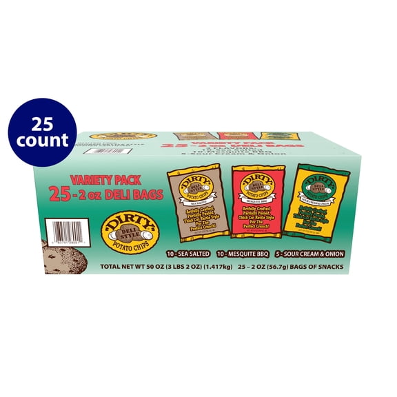 Dirty Kettle Style Potato Chips Variety Pack, 2 oz. - Pack of 25