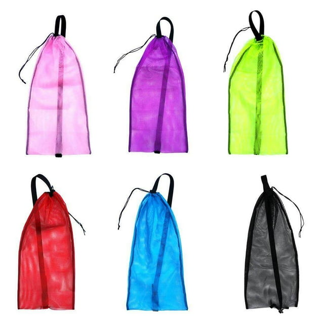 Langgg Drawstring Mesh Bag Shoulder Strap for Dive Mesh Backpack Shoulder Scuba Diving Snorkel Equipment Pink