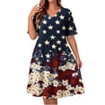 thumbnail image 2 of QUNYINEY Plus Size Women Summer Dresses 2026 Short Sleeve Midi Patriotic Independence Day A Line Dress Loose Fit with Pockets V-Neck Dresses, 2 of 8