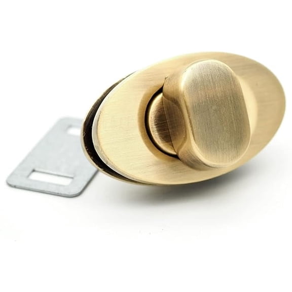 1 1/2 Inches Oval Turn Lock Clasp Purse Closure Twist Lock Bag Making Accessories L94 (Brushed Brass)